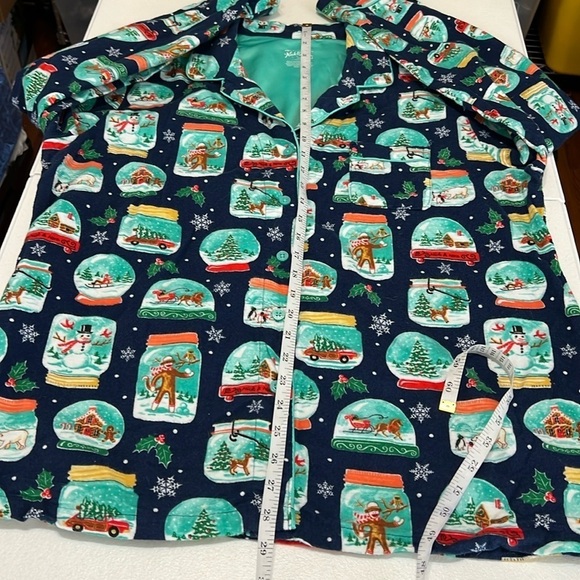 Nick & Nora Snow Globe Sock Monkey Pajama Top Blue EUC Sz XXL - Picture 5 of 8